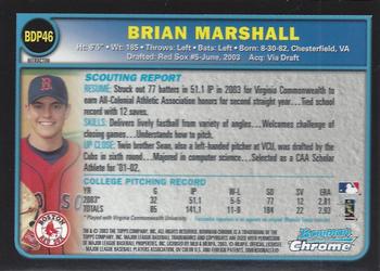 2003 Bowman Draft Picks & Prospects - Chrome Refractors #BDP46 Brian Marshall Back
