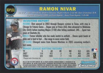 2003 Bowman Draft Picks & Prospects - Chrome Refractors #BDP151 Ramon Nivar Back