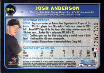 2003 Bowman Draft Picks & Prospects - Chrome X-Fractors #BDP68 Josh Anderson Back