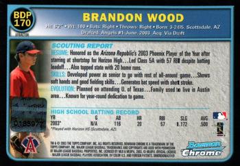 2003 Bowman Draft Picks & Prospects - Chrome X-Fractors #BDP170 Brandon Wood Back