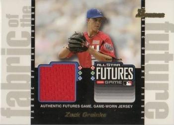 2003 Bowman Draft Picks & Prospects - Fabric of the Future Jersey Relics #FF-ZG Zack Greinke Front