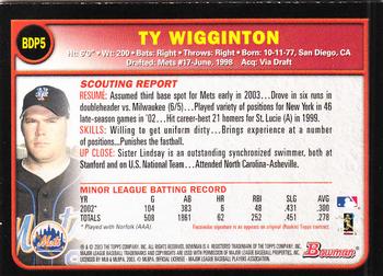 2003 Bowman Draft Picks & Prospects - Gold #BDP5 Ty Wigginton Back