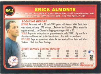 2003 Bowman Draft Picks & Prospects - Gold #BDP12 Erick Almonte Back