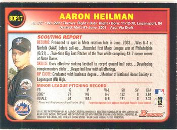 2003 Bowman Draft Picks & Prospects - Gold #BDP17 Aaron Heilman Back