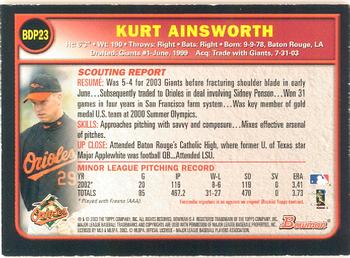 2003 Bowman Draft Picks & Prospects - Gold #BDP23 Kurt Ainsworth Back