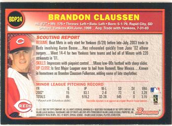2003 Bowman Draft Picks & Prospects - Gold #BDP24 Brandon Claussen Back