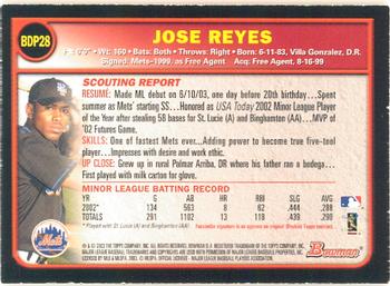 2003 Bowman Draft Picks & Prospects - Gold #BDP28 Jose Reyes Back
