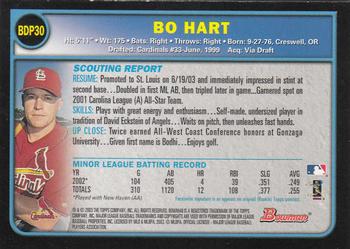 2003 Bowman Draft Picks & Prospects - Gold #BDP30 Bo Hart Back
