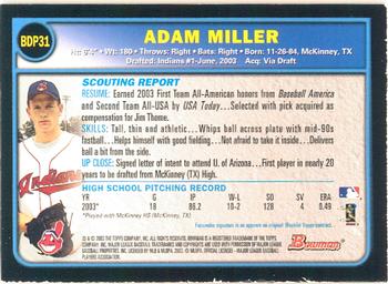2003 Bowman Draft Picks & Prospects - Gold #BDP31 Adam Miller Back