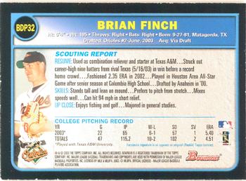 2003 Bowman Draft Picks & Prospects - Gold #BDP32 Brian Finch Back