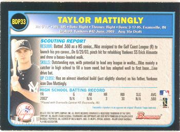 2003 Bowman Draft Picks & Prospects - Gold #BDP33 Taylor Mattingly Back