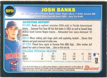 2003 Bowman Draft Picks & Prospects - Gold #BDP50 Josh Banks Back
