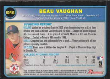 2003 Bowman Draft Picks & Prospects - Gold #BDP53 Beau Vaughan Back
