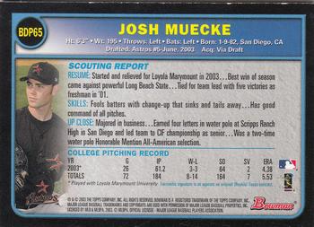 2003 Bowman Draft Picks & Prospects - Gold #BDP65 Josh Muecke Back