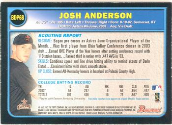 2003 Bowman Draft Picks & Prospects - Gold #BDP68 Josh Anderson Back