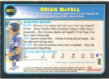 2003 Bowman Draft Picks & Prospects - Gold #BDP72 Brian McFall Back