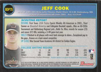 2003 Bowman Draft Picks & Prospects - Gold #BDP75 Jeff Cook Back