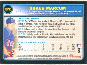 2003 Bowman Draft Picks & Prospects - Gold #BDP80 Shaun Marcum Back