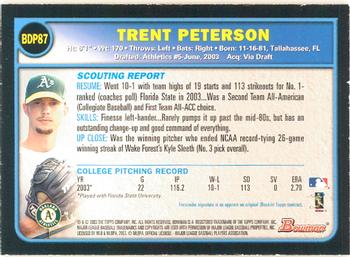 2003 Bowman Draft Picks & Prospects - Gold #BDP87 Trent Peterson Back