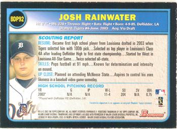 2003 Bowman Draft Picks & Prospects - Gold #BDP92 Josh Rainwater Back
