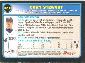 2003 Bowman Draft Picks & Prospects - Gold #BDP103 Cory Stewart Back