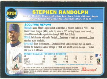 2003 Bowman Draft Picks & Prospects - Gold #BDP108 Stephen Randolph Back