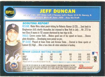 2003 Bowman Draft Picks & Prospects - Gold #BDP113 Jeff Duncan Back