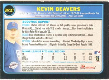 2003 Bowman Draft Picks & Prospects - Gold #BDP117 Kevin Beavers Back