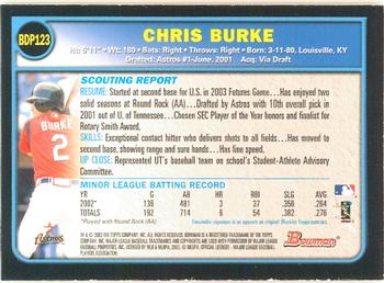 2003 Bowman Draft Picks & Prospects - Gold #BDP123 Chris Burke Back