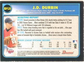 2003 Bowman Draft Picks & Prospects - Gold #BDP128 J.D. Durbin Back