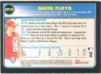 2003 Bowman Draft Picks & Prospects - Gold #BDP130 Gavin Floyd Back