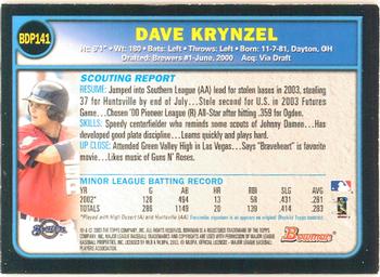 2003 Bowman Draft Picks & Prospects - Gold #BDP141 Dave Krynzel Back
