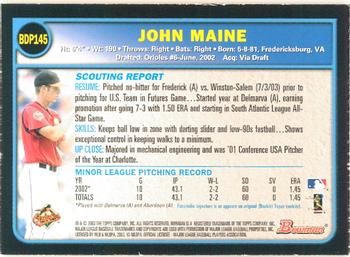 2003 Bowman Draft Picks & Prospects - Gold #BDP145 John Maine Back