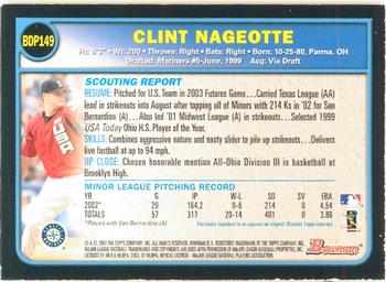2003 Bowman Draft Picks & Prospects - Gold #BDP149 Clint Nageotte Back