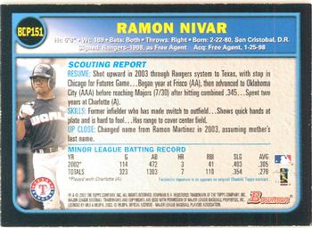 2003 Bowman Draft Picks & Prospects - Gold #BDP151 Ramon Nivar Back