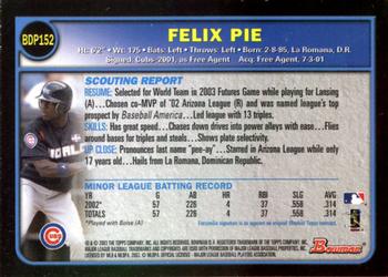 2003 Bowman Draft Picks & Prospects - Gold #BDP152 Felix Pie Back