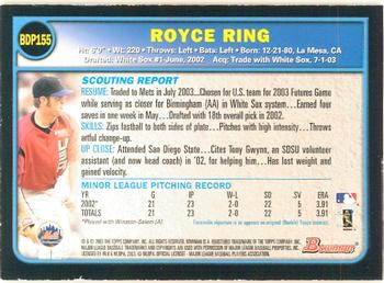 2003 Bowman Draft Picks & Prospects - Gold #BDP155 Royce Ring Back