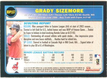 2003 Bowman Draft Picks & Prospects - Gold #BDP157 Grady Sizemore Back