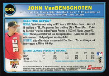 2003 Bowman Draft Picks & Prospects - Gold #BDP163 John VanBenschoten Back