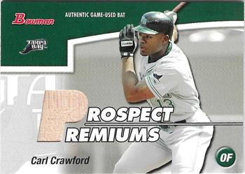 2003 Bowman Draft Picks & Prospects - Prospect Premiums Relics #PP-CC Carl Crawford Front