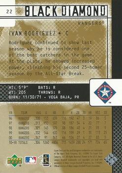 2000 Upper Deck Black Diamond Rookie Edition #22 Ivan Rodriguez Back