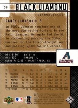 2000 Upper Deck Black Diamond Rookie Edition #58 Randy Johnson Back