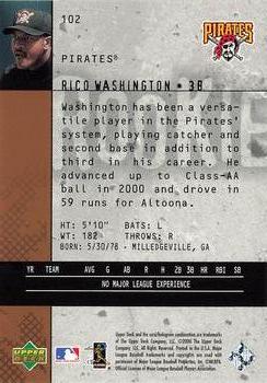 2000 Upper Deck Black Diamond Rookie Edition #102 Rico Washington Back