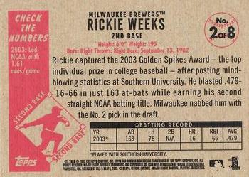 2003 Bowman Heritage - Box Toppers #2 Rickie Weeks Back