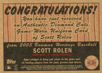 2003 Bowman Heritage - Diamond Cuts Red Relics #DC-SR2 Scott Rolen Back