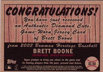 2003 Bowman Heritage - Diamond Cuts Relics #DC-BB Bret Boone Back