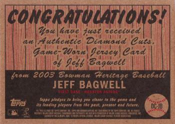 2003 Bowman Heritage - Diamond Cuts Relics #DC-JB Jeff Bagwell Back