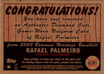 2003 Bowman Heritage - Diamond Cuts Relics #DC-RP2 Rafael Palmeiro Back