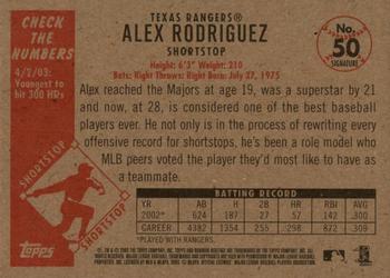 2003 Bowman Heritage - Facsimile Signature #50 Alex Rodriguez Back
