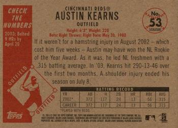 2003 Bowman Heritage - Facsimile Signature #53 Austin Kearns Back